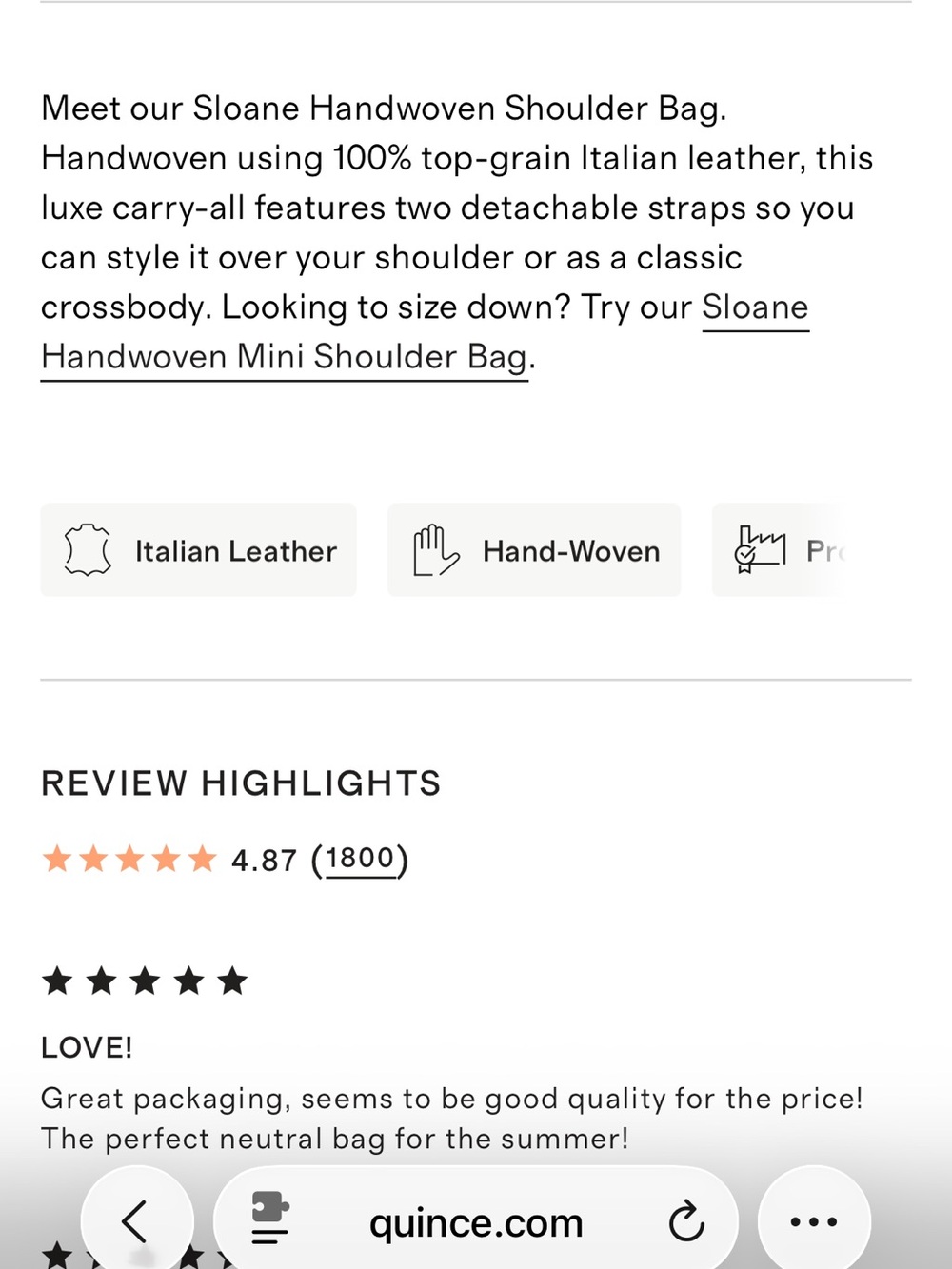 Quince Sloane handwoven shoulder bag - Picture 4 of 13